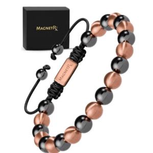 MagnetRX® Magnetic Bracelets for Men & Women – MAX Strength Magnetic Hematite & Copper Bracelet with 8mm Solid Copper Beads (Single Copper)